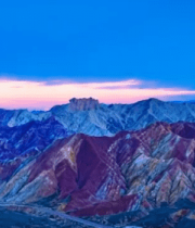 甘肃张掖七彩丹霞日落景观9855#横屏 