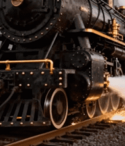 	 复古蒸汽火车铁轨运行画面12230#横屏 