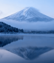 富士山雪景湖面倒影6381#横屏 