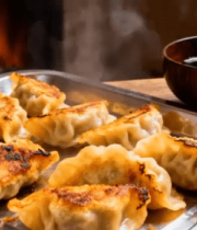 托盘上的美味煎饺与蘸料11816#横屏 