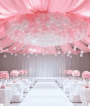 粉色系婚礼宴会场地布置5980#横屏 