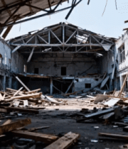 废弃工厂废墟内部景象1904#横屏 