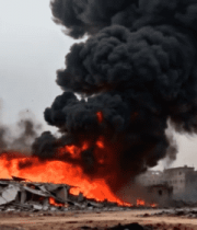 废墟火灾浓烟升腾场景4341#横屏 