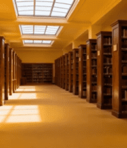 图书馆内书架长廊景象5786#横屏 