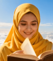 头戴头巾女子云端看书场景8613#横屏 