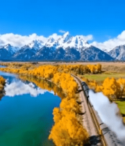 铁路沿线山川河流自然风光5591#横屏 