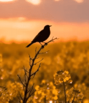 田野中枝头站立的鸟14491#横屏 