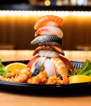 	 堆叠寿司海鲜拼盘素材2220#横屏 