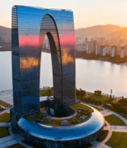 苏州东方之门航拍全景6310#横屏 