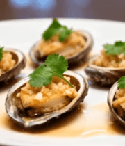 蒜蓉蒸鲍鱼美食特写2215#横屏 