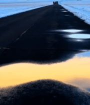 冬季道路雪景与天空倒影4386#横屏 