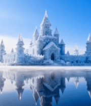 冬日冰雪城堡自然风光7141#横屏 