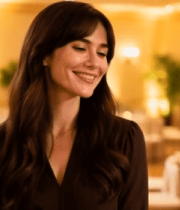 室内微笑女人宴会场景12225#横屏 