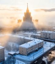 冬日城市建筑鸟瞰景观111#横屏 