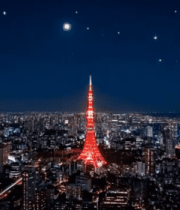 	 东京塔夜景鸟瞰全景3133#横屏 