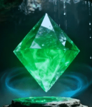 洞穴中悬浮的绿色菱形宝石6897#横屏 