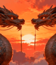 双龙头对峙古风场景素材13605#横屏 