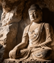 洞穴内佛像特写12934#横屏 