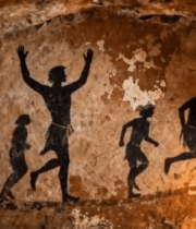 洞穴中的原始人壁画素材14015#横屏 