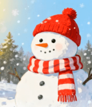 冬日森林中的雪人2453#横屏 