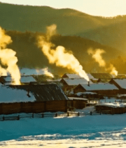 冬日山村雪景全景11680#横屏 