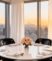 室内餐厅城市景观餐桌布置13836#横屏 