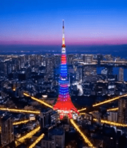 东京塔城市夜景鸟瞰7026#横屏 