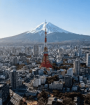 东京城市风光与富士山全景14677#横屏 