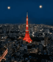 东京塔夜景城市俯瞰画面4171#横屏 