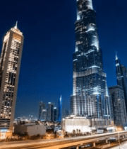 	 迪拜高楼夜景车流画面7160#横屏 