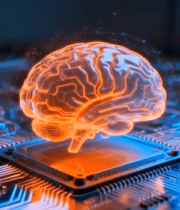 电路板上的发光大脑模型7975#横屏 