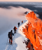 登山者攀登雪山全景2190#横屏 