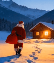 圣诞老人雪地走向木屋515#横屏 