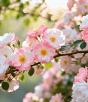 盛开的粉色月季花特写1471#横屏 