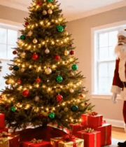 圣诞老人摆放圣诞树礼物11961#横屏 