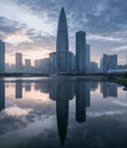 深圳湾畔城市建筑全景2582#横屏 