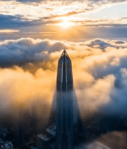 深圳云海中高楼日出景象(1)2923#横屏 