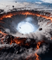 地球火山爆发太空视角7590#横屏 