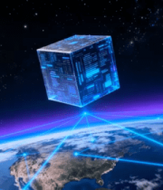 地球宇宙科技立方体素材8822#横屏 