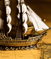 地图上的帆船模型特写6196#横屏 