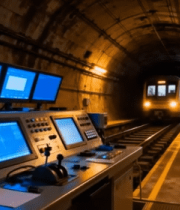 地铁隧道内的操控台与列车4211#横屏 