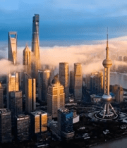 上海陆家嘴高楼群航拍全景5981#横屏 