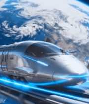 地球背景下的高铁穿梭画面10549#横屏 
