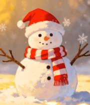 戴圣诞帽雪人雪地场景14616#横屏 