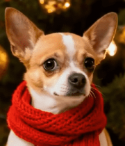 戴围巾吉娃娃与圣诞树同框1246#横屏 