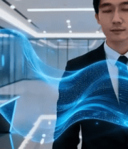 商务人士操作虚拟数据3928#横屏 