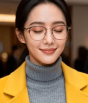 	 戴眼镜微笑的女性近景5612#横屏 