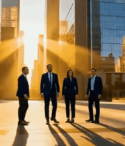 商务人士城市高楼前同行4658#横屏 