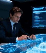 商务人士操作科技感虚拟屏幕10730#横屏 