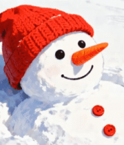 戴红帽雪人特写素材4210#横屏 